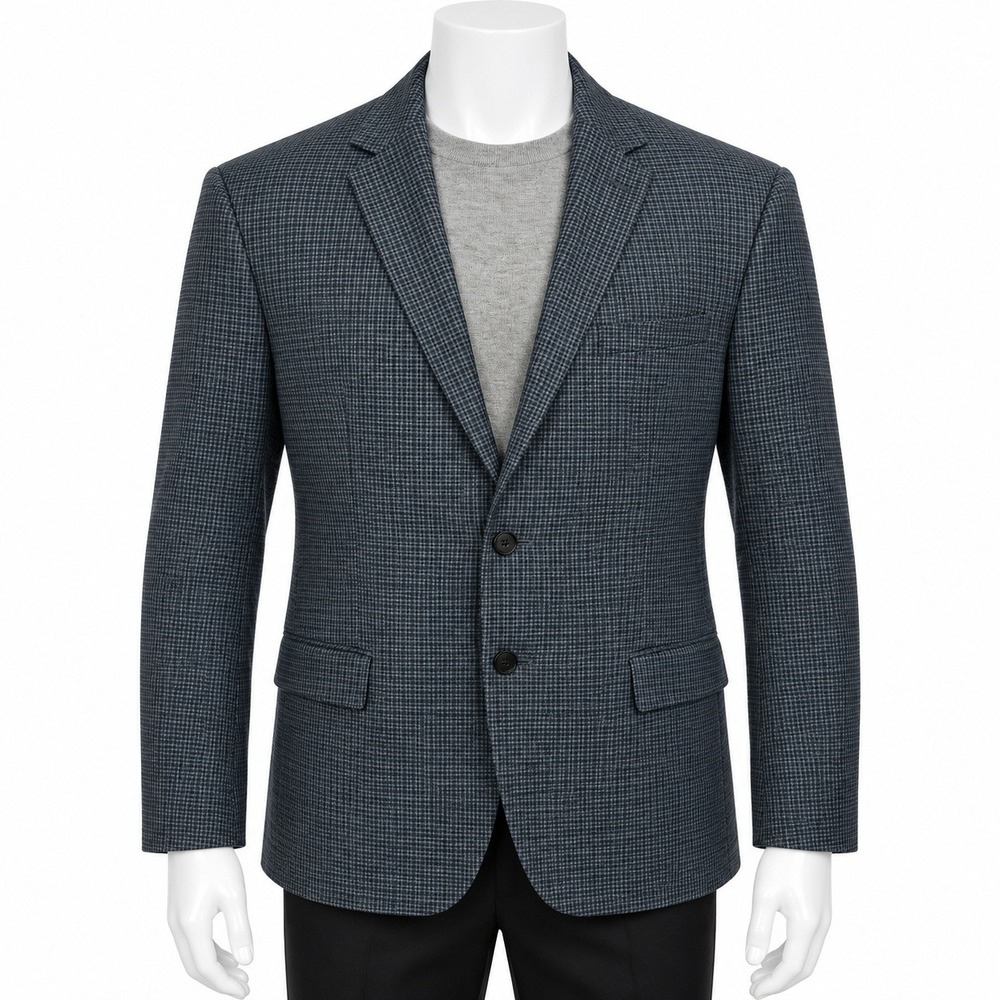 Versace Collection Mens Blue Micro Check Two Button Blazer Sport Coat Size‎ 54